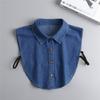 Womens Denim Detachable Collar Half Shirt Blouse Tops Accessories Female Sweater False Collar Pointed Fake Neckwear Collar