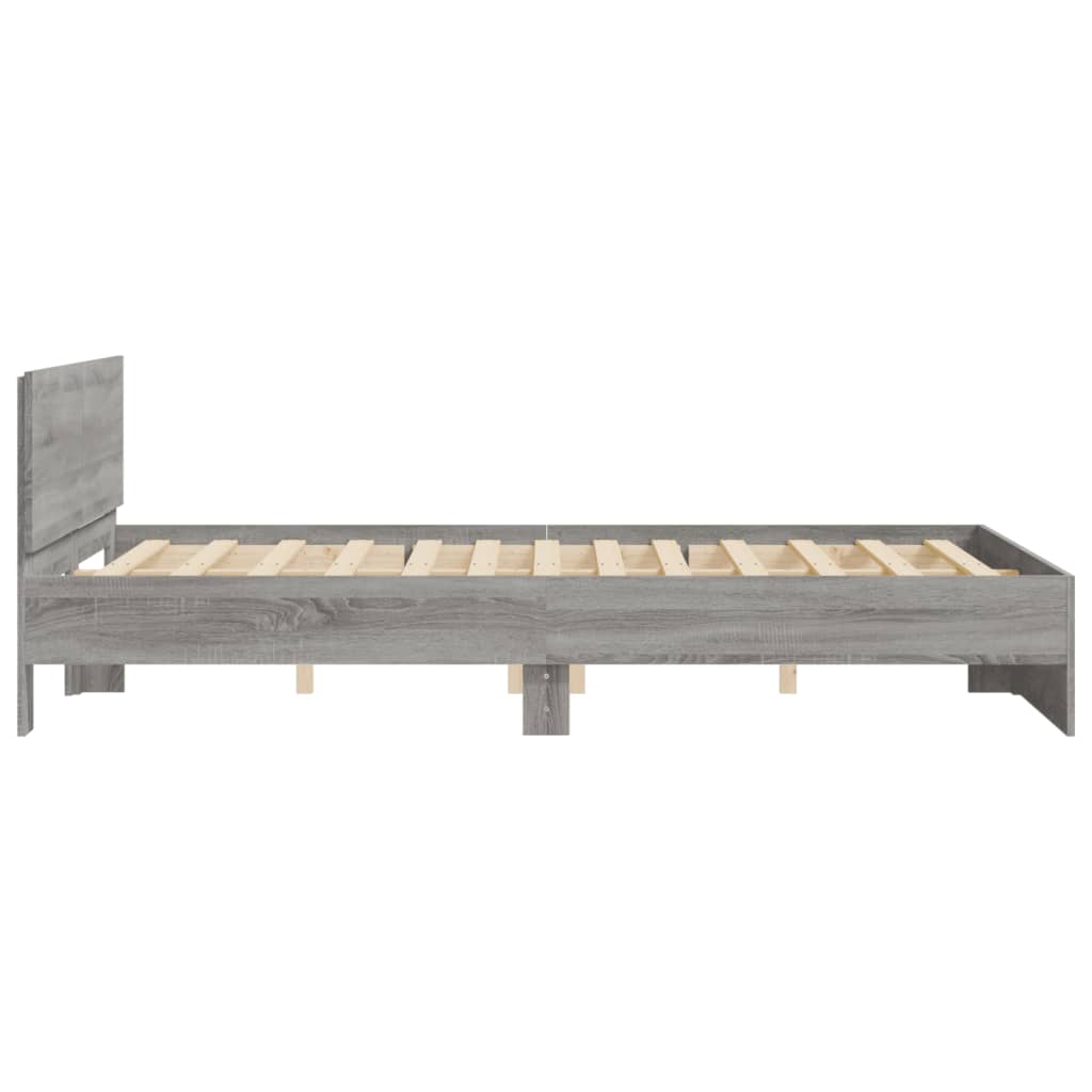 Bed Frame with Headboard Grey Sonoma 140 x 200 cm