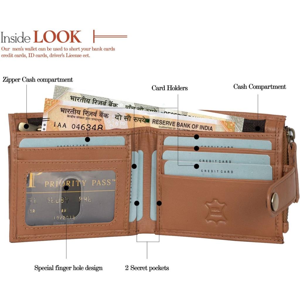 Мужской повседневный синий кошелек из натуральной кожи с RFID-меткой  (10 слотов для карт)