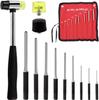 12pcs 40CR Steel Multi Size Round Head Pins Punch Set Grip Roll Pins Punch Tool Kit Professional Hollow End Starter Punch Chisel