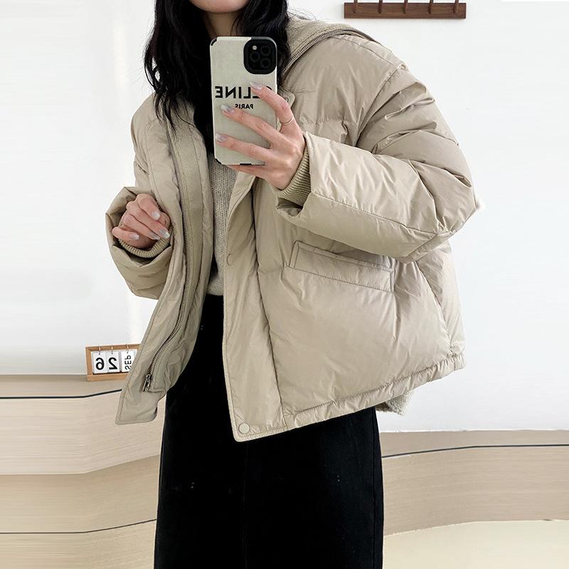 Короткая куртка-пуховик женская 2024 новая зимняя женская одежда корейская версия свободная большого размера женская куртка на утином пуху
