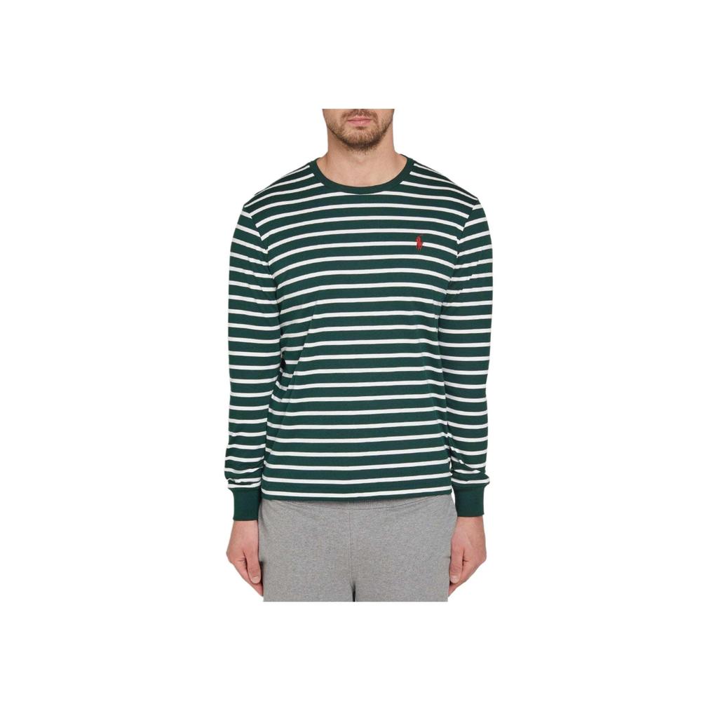 Polo Ralph Lauren Logo Embroidered Striped Crew Neck Casual Long Sleeve T-Shirt Men Tops Green 710883732-005