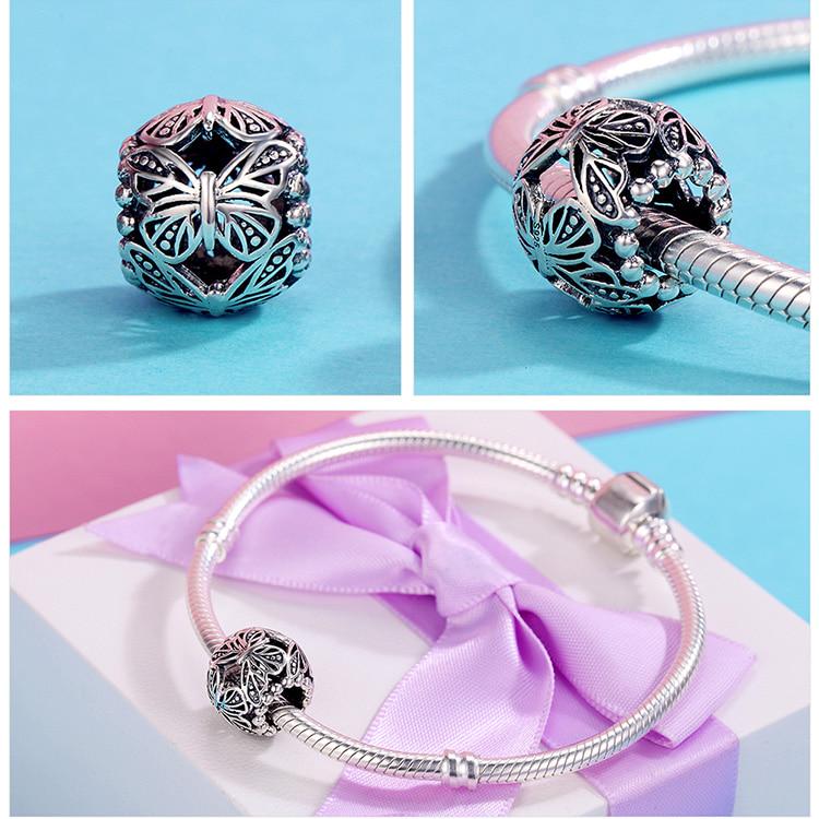 BAMOER Стерлинговое Серебро 925 пробы Классические Ретро Круглые Подвески-Бабочки подходят для оригинального браслета