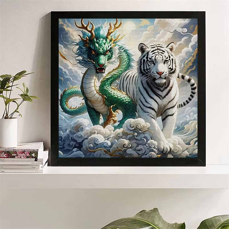 Новое поступление 5D DIY Полный круг Алмазная мозаика "Картина Дракона и Тигра" Вышивка Крестиком Домашний Декор Подарок
