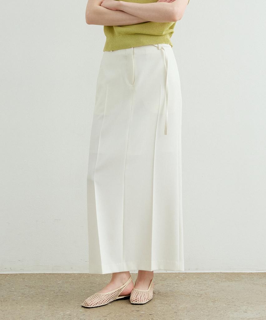 Artid Linen Belted Maxi Skirt_Ivory