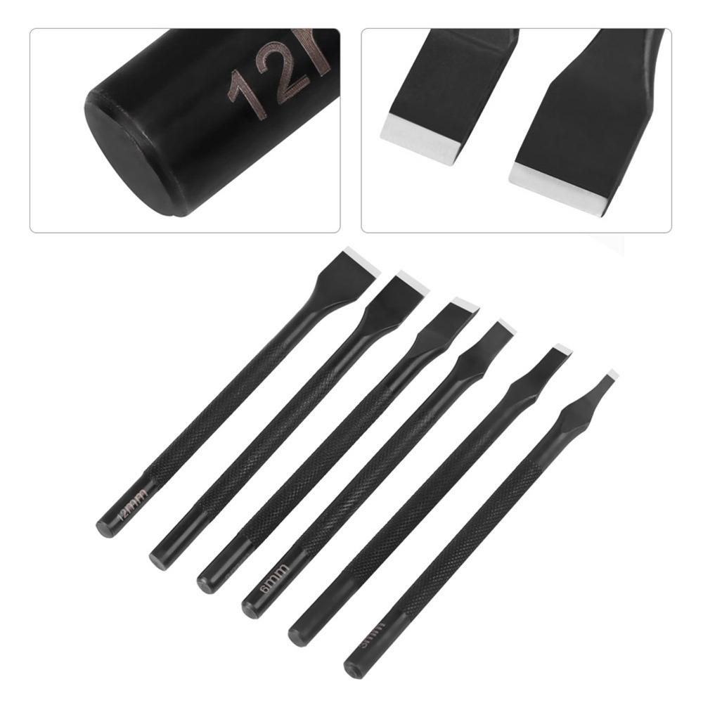 6pcs 3mm to 12mm Punchers Leather Craft Tool Set Straight Slot Punch Kit Wallet Making