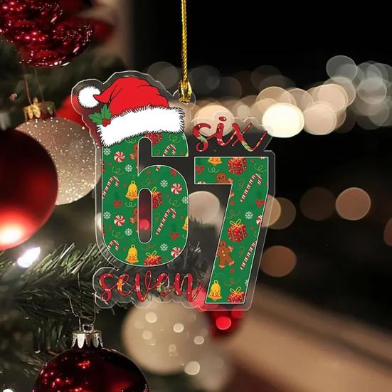 67 Funny Christmas Ornaments 2025 Handmade Santa Ornament Six Seven Meme Decoration Rearview Mirror Holiday Gift Decor