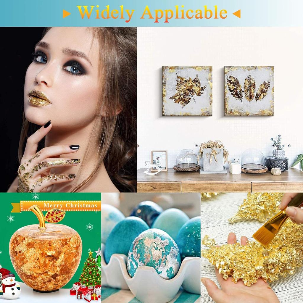 Имитация золотой фольги хлопья для смолы Металлическая фольга хлопья Золотые листы хлопья Металлическая фольга для ногтей Живопись Ремесло Изготовление ювелирных изделий