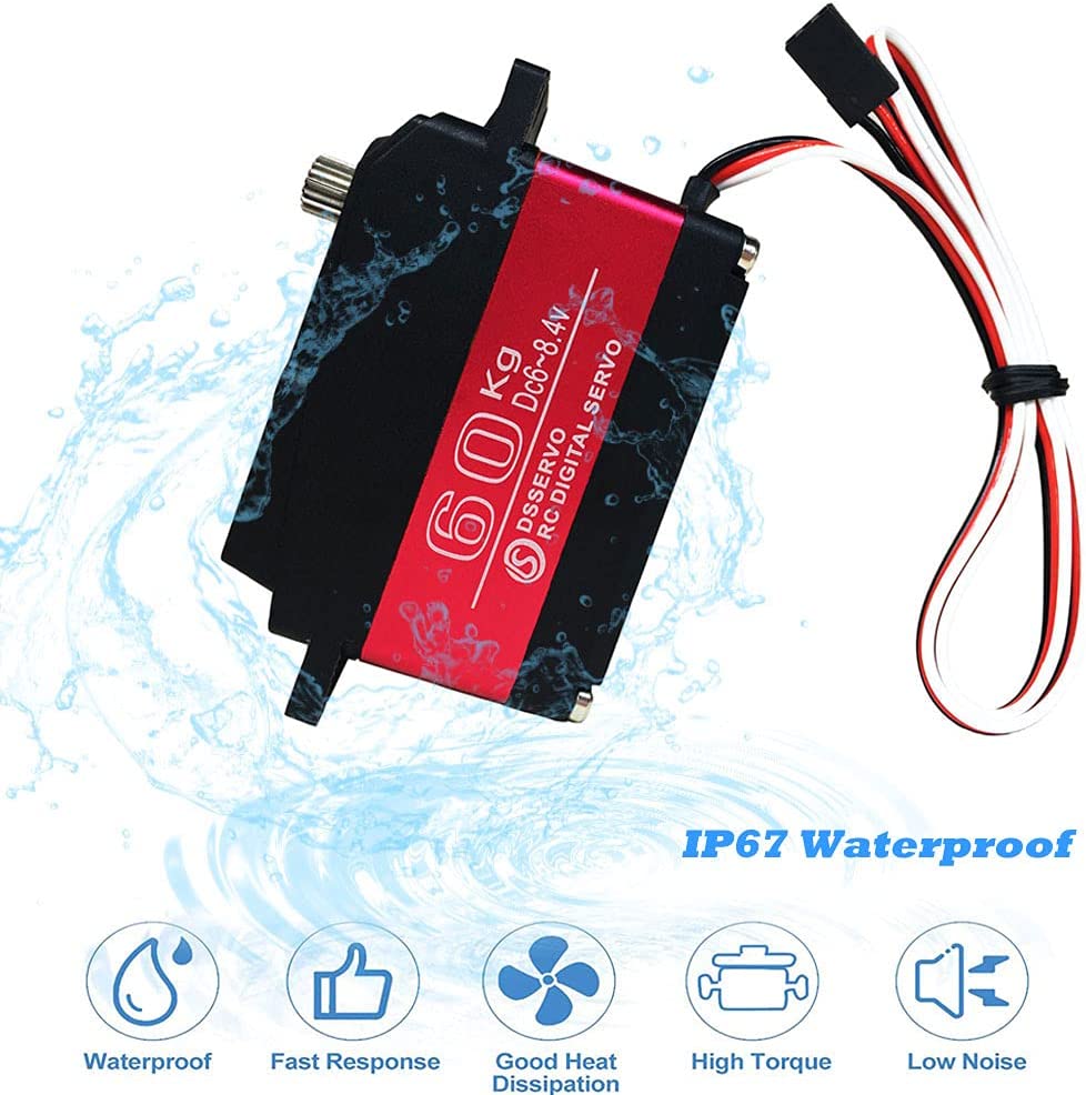 Цифровой сервопривод DS5160 7,4 В 60 кг с 18T качалкой – Вращение 180° – Для робототехники и радиоуправляемых машин – Алюминий