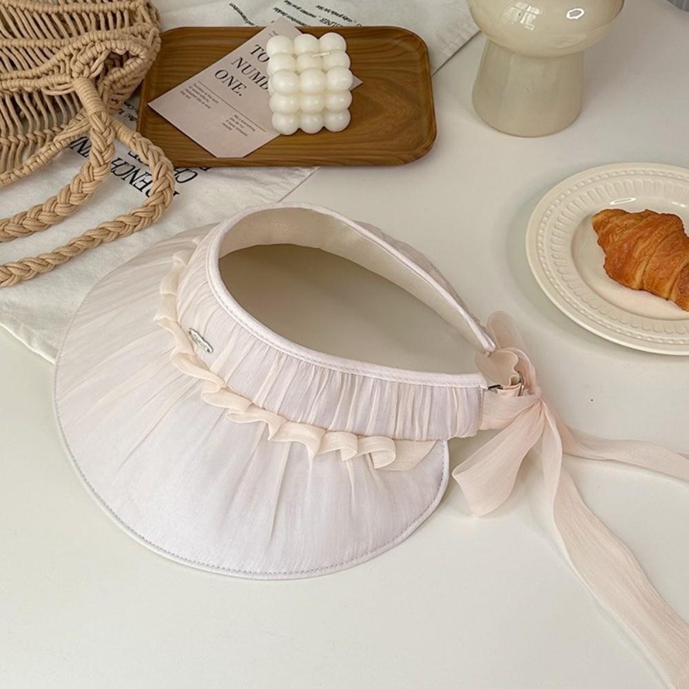Open Top Design Wide Brim Hat Organza Mesh Beach Hat Foldable Sun Visor Hat Beach Vacation