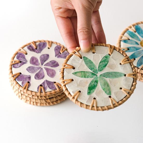 Керамический изоляционный коврик из ротанга, не допускающий ожогов, подставки под чашки, плетеные вручную из ротанга для защиты стола