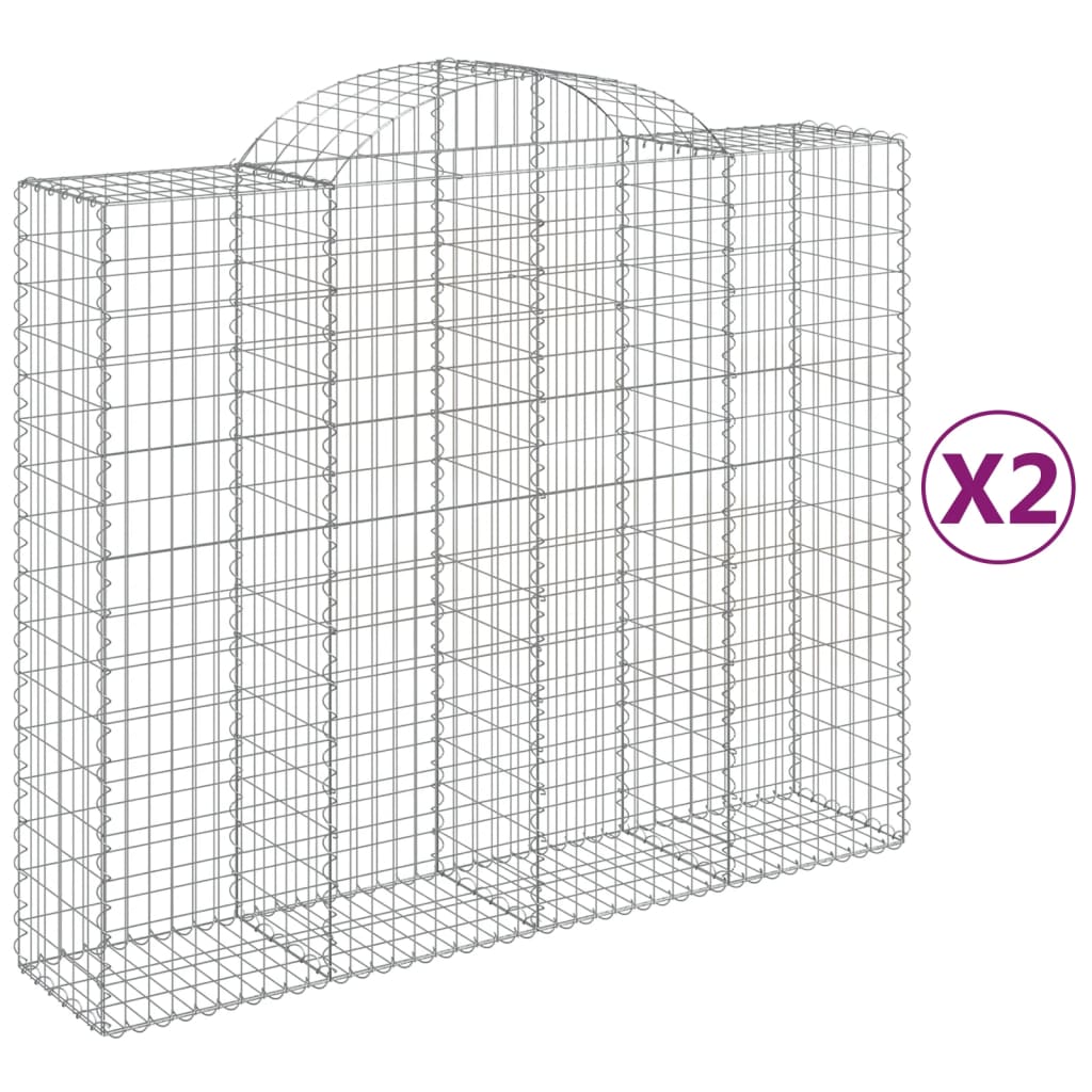 Gabion Baskets with High Arch 2 pcs 200x50x160 180 cm Galvanized Iron