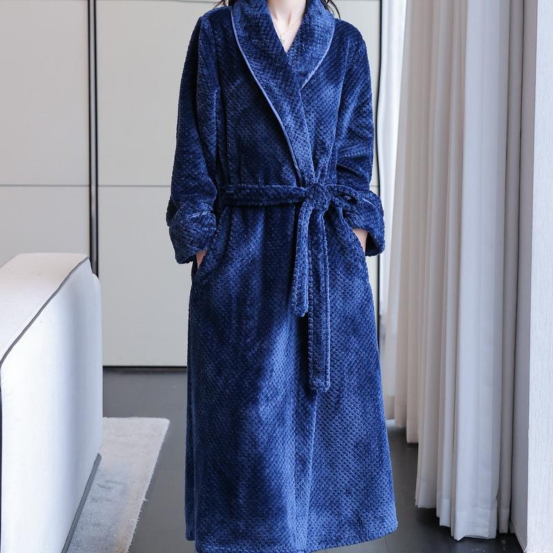 Осенний и зимний халат утолщенный парный ночной халат фланелевый женский мужской халат пижама