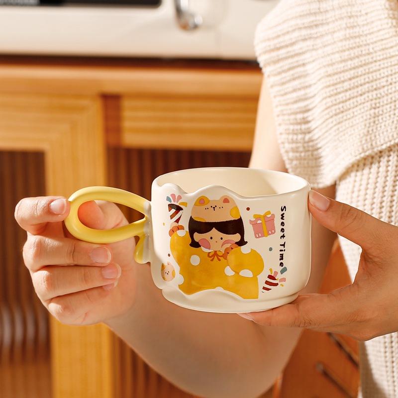 Cartoon Boys And Girls Ceramic Mugs, High-Value Stacking Cups, Souvenir Cups, Gifts For Girlfriends, Coffee Cups