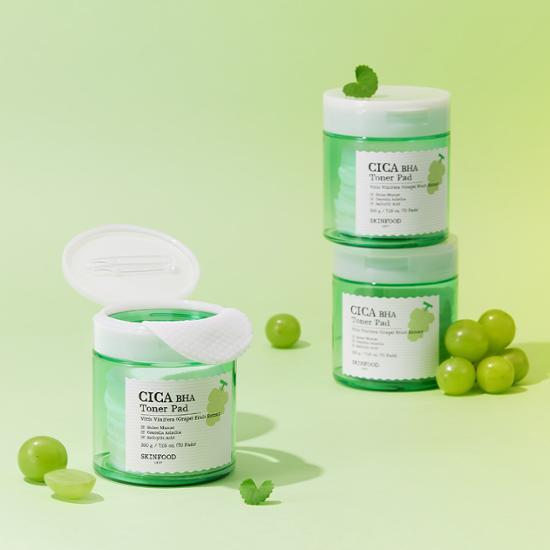 SkinFood Shine Muscat Cica Bach Toner Pads, 70 Sheets