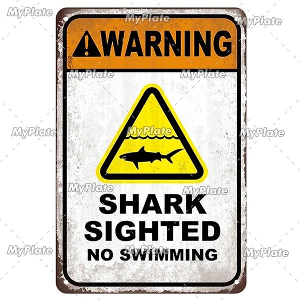 [MaPalte] Винтажный Предупреждающий Металлический Знак Акулы Жестяной Знак Украшение Табличка Домашний Настенный Декор Знак для Бара Домашний Декор Постер Дропшиппинг