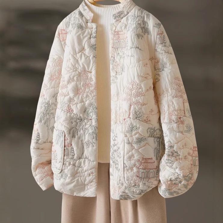 2024 Women’s High-End Embroidered Cotton Jacket: New Chinese Style Winter Fashion Trend