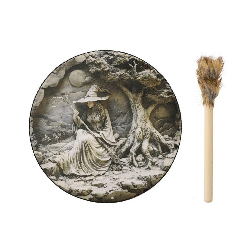 Ручной работы Шаманский барабан на Хэллоуин с палочкой Ручной барабан Декоративные барабаны на Хэллоуин Хэллоуин