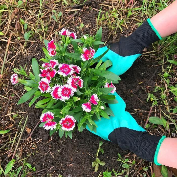 Gants de jardinage Garden Genie - Marque Garden Genie - Avec griffes en plastique ABS - Couleur verte