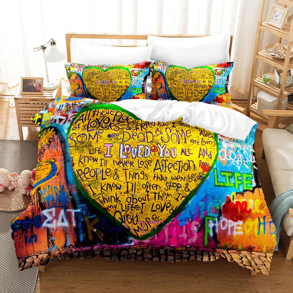 Пододеяльник в стиле граффити с рисунком для подростков, постельное белье в стиле уличной культуры, комплект постельного белья размера «king-size» и «queen-size» в стиле хип-хоп из полиэстера