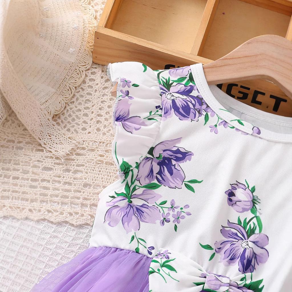 Детское модное платье принцессы, летнее платье для девочек без рукавов с бантом