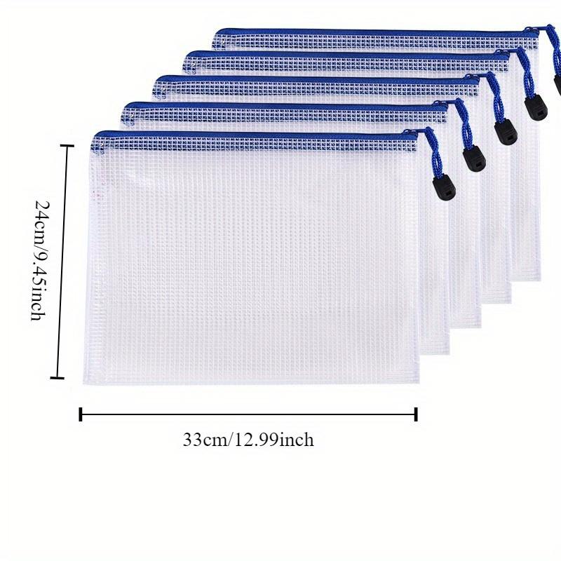 5pcs Waterproof Zip Bag A4 Transparent Document Bag Pen Filing Products Pocket Folder Office School Supply