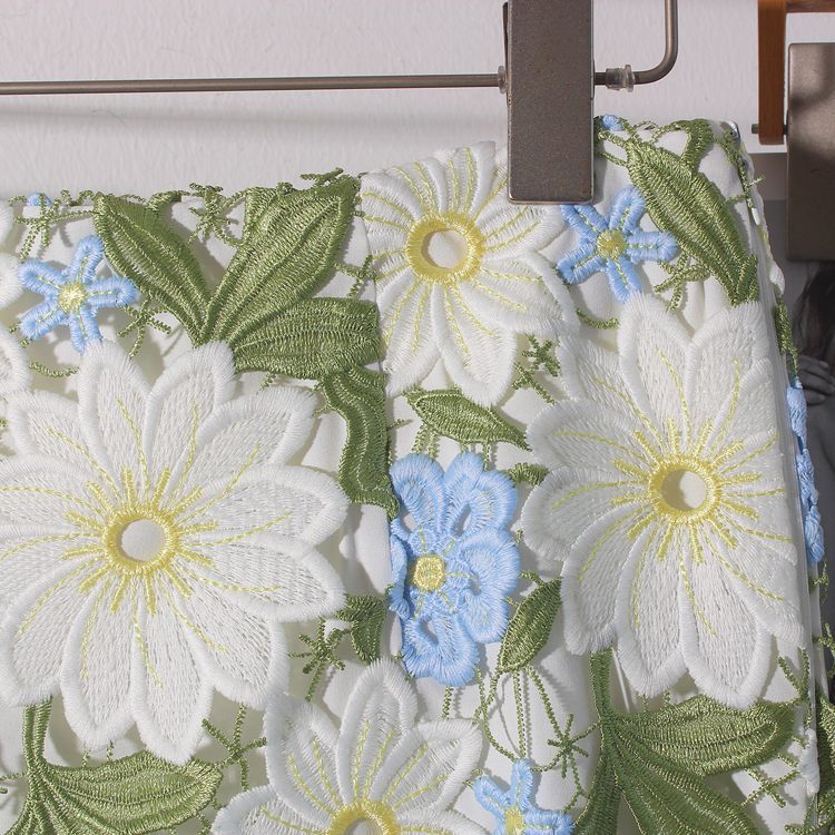 Европейская ажурная кружевная вышитая 3D цветочная юбка-обертка женская одежда