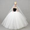 With Veil Doll Wedding Dress Solid Color Doll Bridal Clothes Doll Dress Costume  1/6 BJD Doll