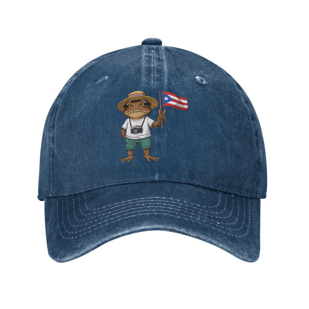 Summer Coqui Frog Puerto Rico Flag Puerto Rican Taino Boricua Baseball Cap Sun Sun-Proof Washed Trucker Hat Snapback Cap