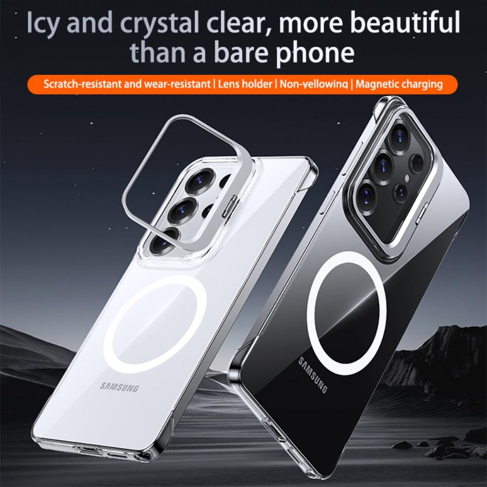 Slim Frameless For Magsafe Clear Magnetic Case For Samsung S26 Ultra S26+ Galaxy S25Ultra S24FE Foldable Camers Stand Back funda