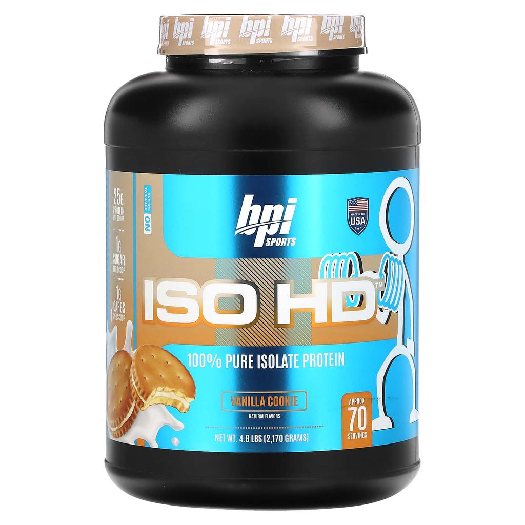 BPI Sports ISO HD, 100% Pure Protein Isolate, Vanilla Cookie, 4.8 Lb (2,170 G)