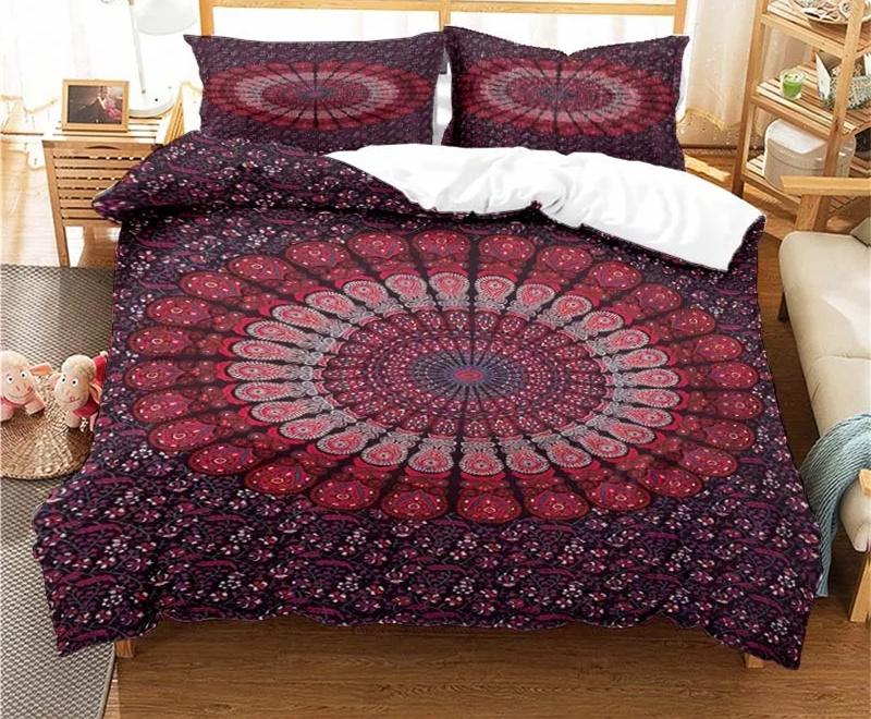 Bohemian Psychedelic Mandala Pattern Duvet Cover Set Bedding For Adult Kid Bed Set Comforter Cover With 1 Comforter 2 Pillowcase