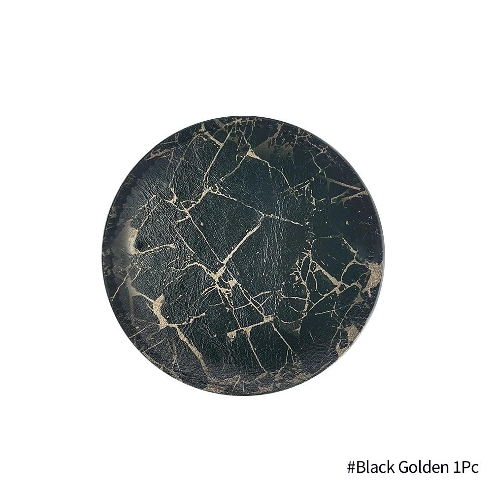 1/6PCS Artificial Leather Marble Coaster Drink Coffee Cup Mat Table Placemats Round Heat-resistant Tea Pad Table Pad Holder