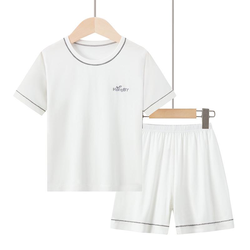 Летний детский модальный пижамный комплект: Короткий рукав и шорты, Домашняя одежда для парного ношения родитель-ребенок, Для мальчиков и девочек, Костюм для кондиционирования воздуха