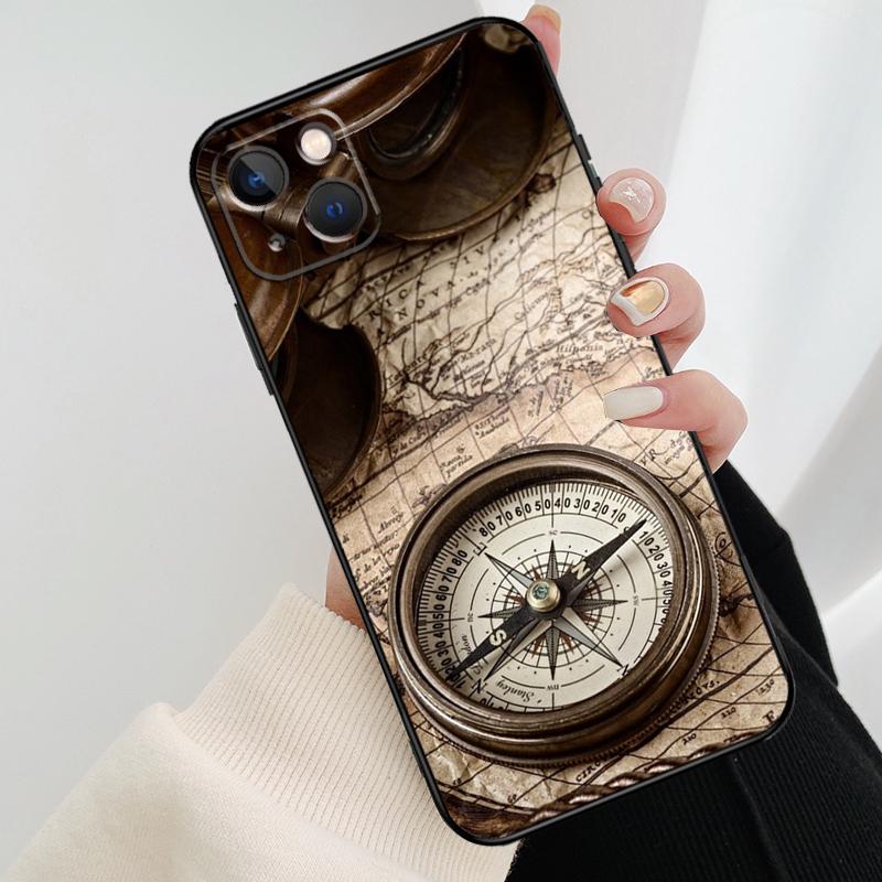 Карта Мира Компас Морской Чехол для Телефона Для iPhone 11 12 13 14 15 16 Pro Max Mini X XR XS Max Plus Чехол Funda