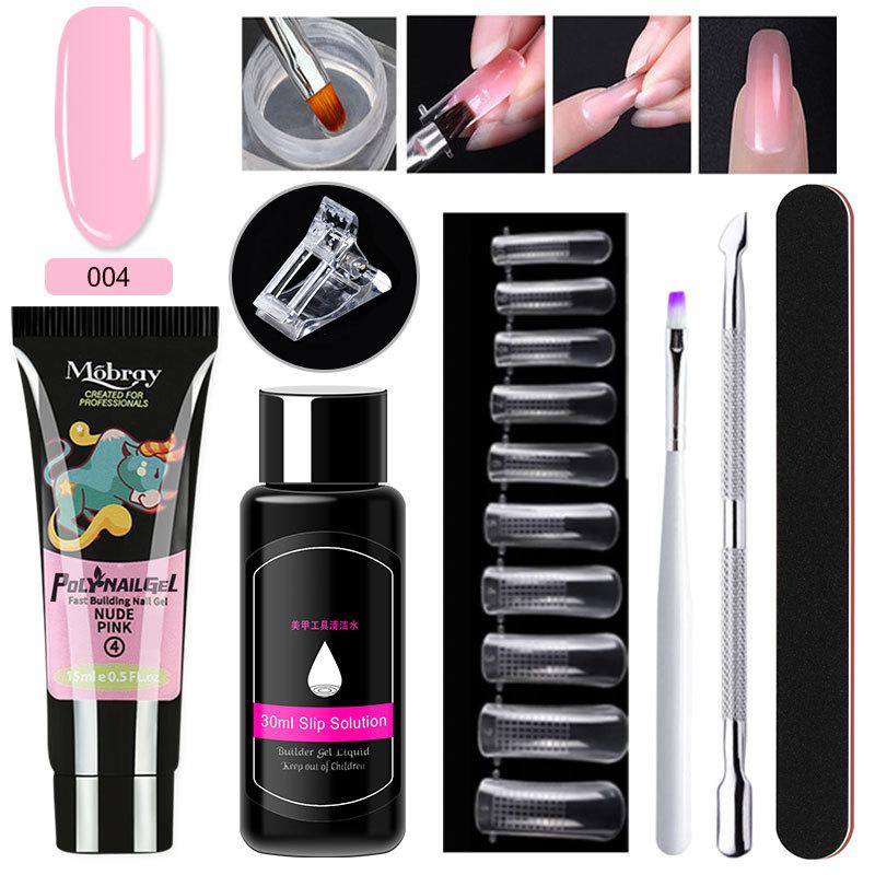7Pcs Nail Extension Gel Kit, Crystal Nail Tools Set, Brush-On Acrylic Nail Extension Kit, Strong & Long-Lasting Nail Art