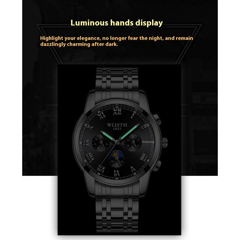 Top Brand Steel Band Business Waterproof Watch Men's Fashion Luminous Wristwatch