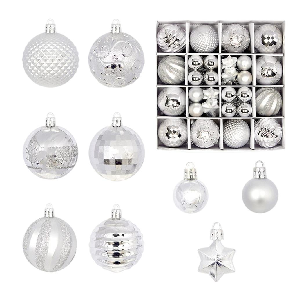 44pcs Christmas Tree Ornament Plastic Ball Decorations For DIY Crafts And Painted Designed Boxes Pendant