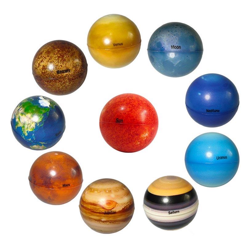 Children'S Eight Star Pinball Toy Moon Star Sponge Elastic Pinching Stress Relieving Toy Printed Planet Education Teaching Tool