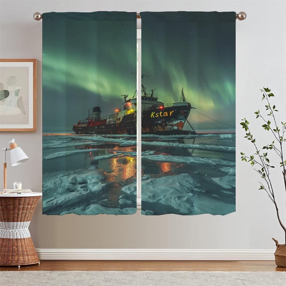 Шторы Marine Aurora Black Out для гостиной, кухни, комплект из 2 шт., чехлы для штор, подхваты для оконных жалюзи, затемняющие шторы