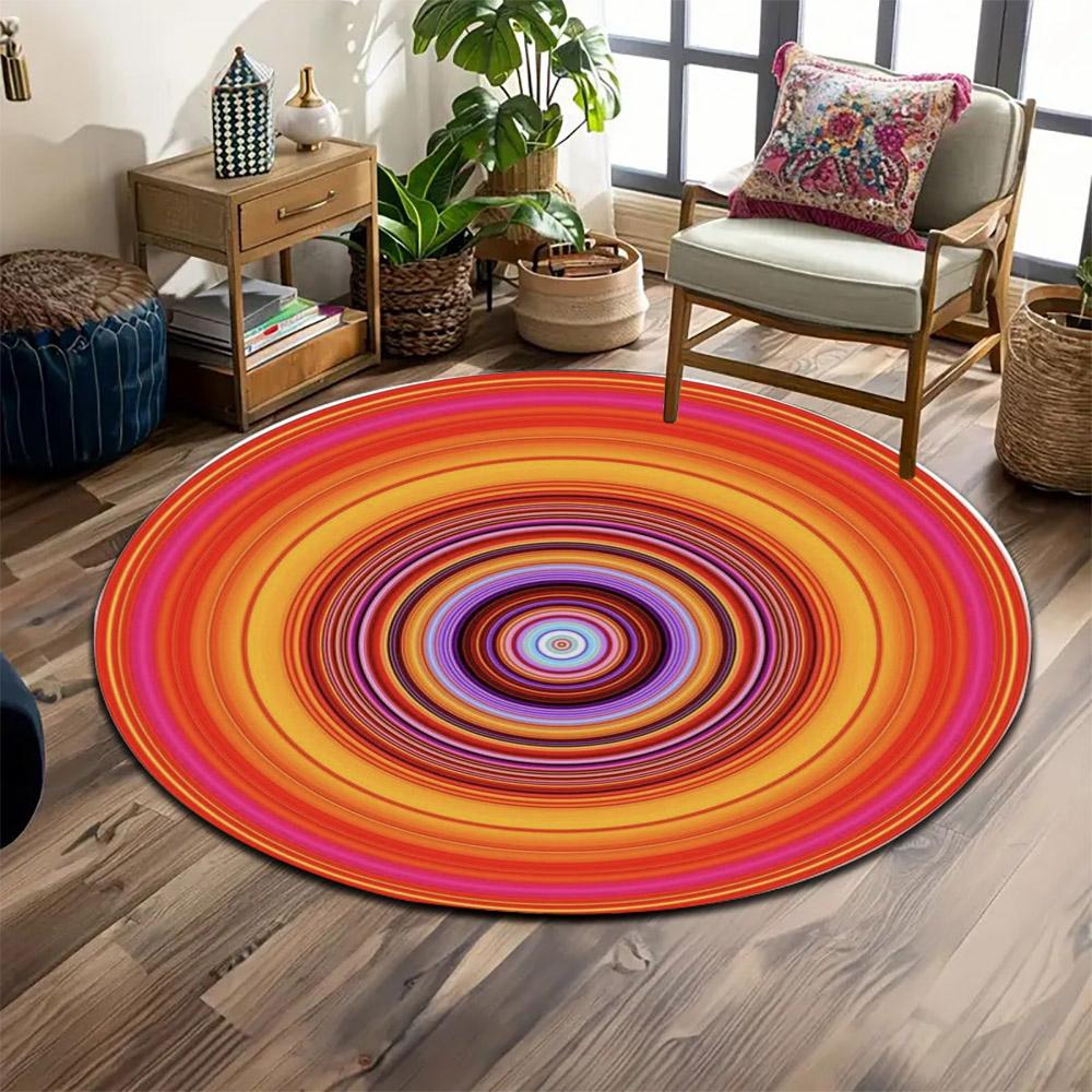 Colorful Abstract Circular Pattern Print round rug, living room, bedroom, playroom carpet, non slip floor mat, gift