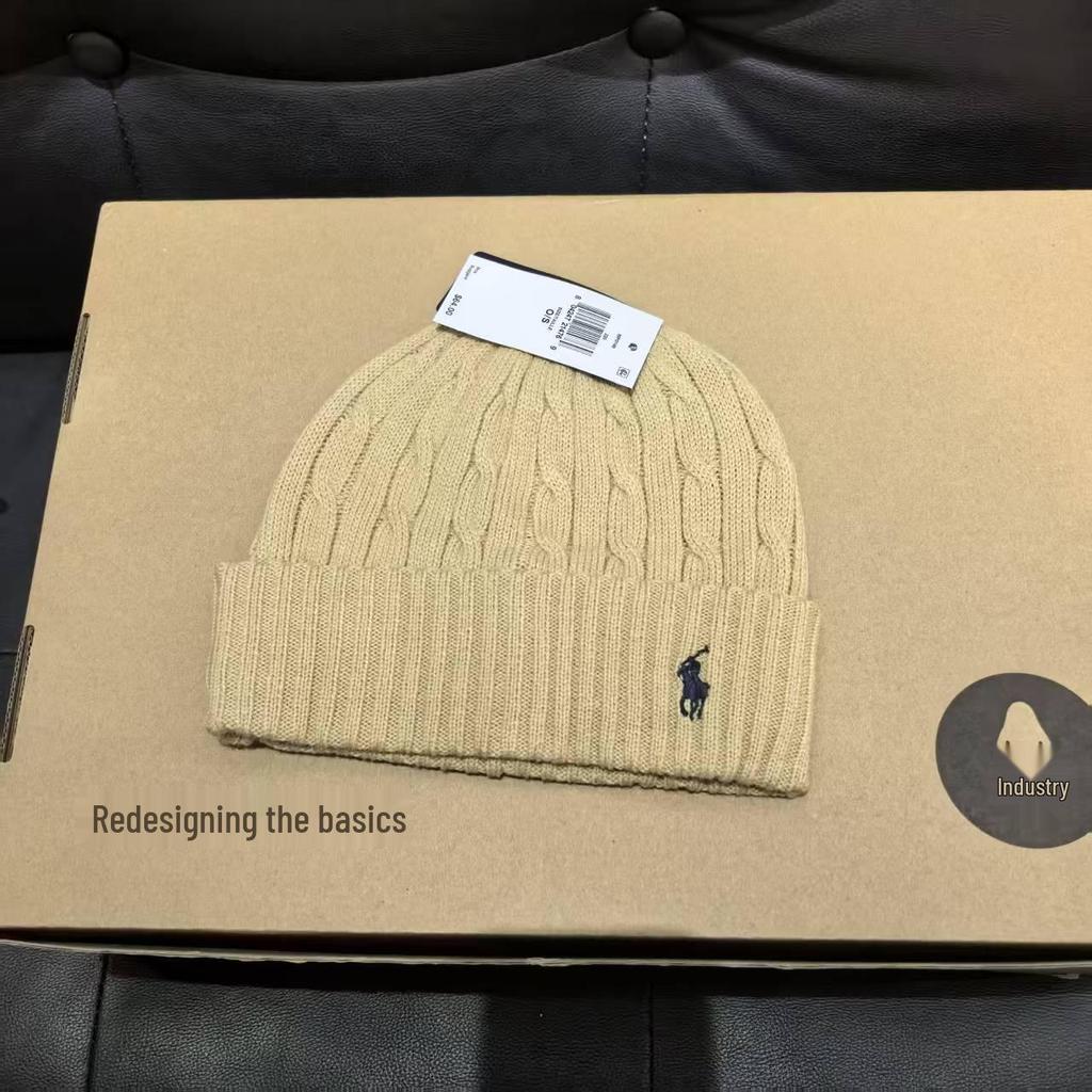 Winter Classic Cable Knit Wool Blend Scarf & Hat Set with Pony Embroidery for Couples