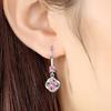 Women Rhinestone Cubic Zirconia Tassel Four-leaf Clover Hook Earrings Jewelry