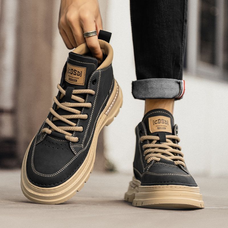 Fashion High Top Boots Men's Shoes Fashion Motorcycle Ankle Boots Shoes for Man Spring Boots Men's Sneakers British Casual Botas Hombre