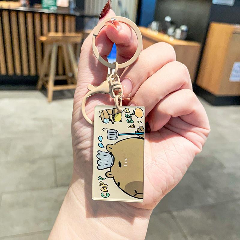Cute Cartoon Acrylic Keychain Adorable Capybara Design For Backpacks And Bags