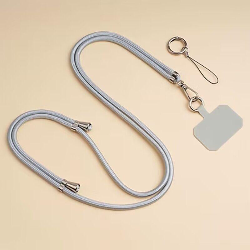 Universal Adjustment Phone Lanyard Necklace Strap Phone Case Solid Color Long Hanging Rope With Clip Anti-Lost Crossbody Lanyard