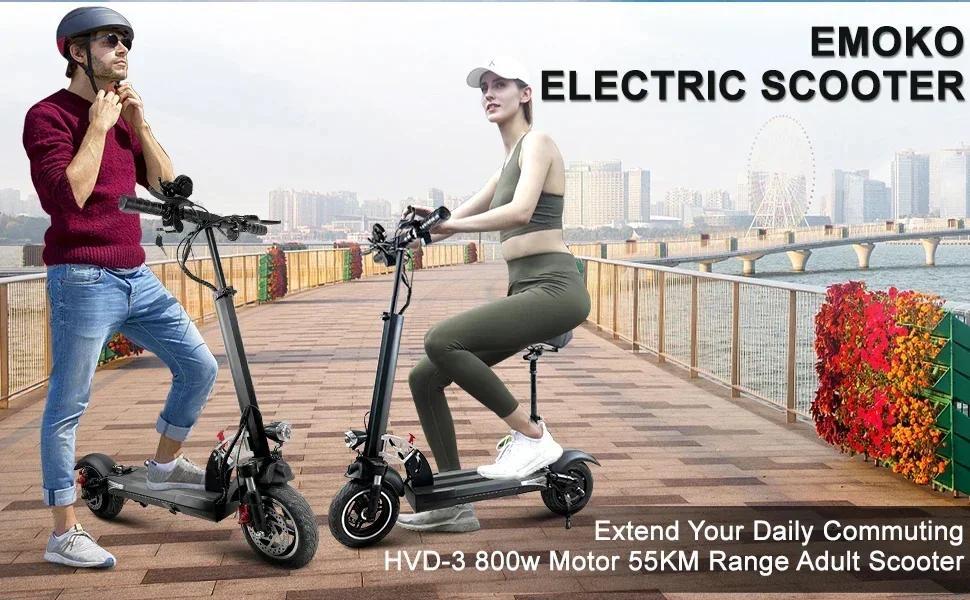 EU Warehouse EMOKO New HVD-3 Urban Adult Electric Scooter 800W 48V15AH Battery Electric Scooter 10 inch Tire Electric Scoote