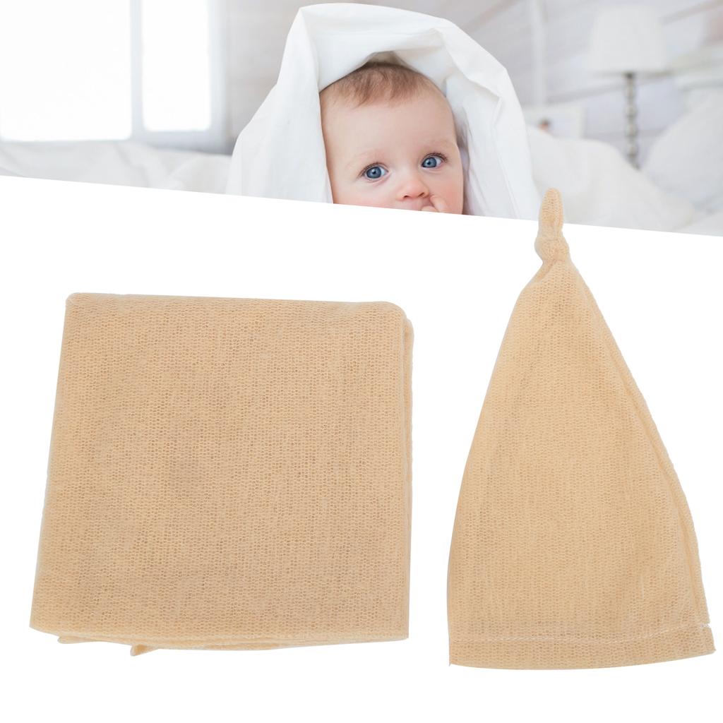 Newborn Photography Wrap Hat Set Breathable Cute Baby Photo Props for Infant Photo Shooting