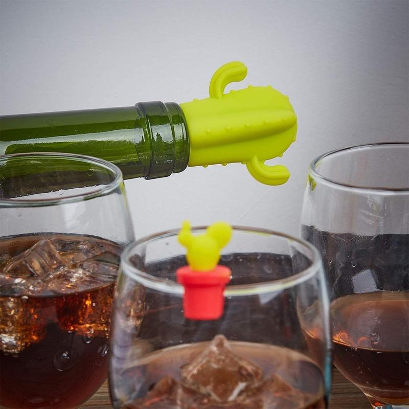 Creative Cactus Shape Wine Bottle Stopper Bottle Stopper Sealing Plugs Dedicated Cup Wine Glass Silicone Label Marker Cactus 5