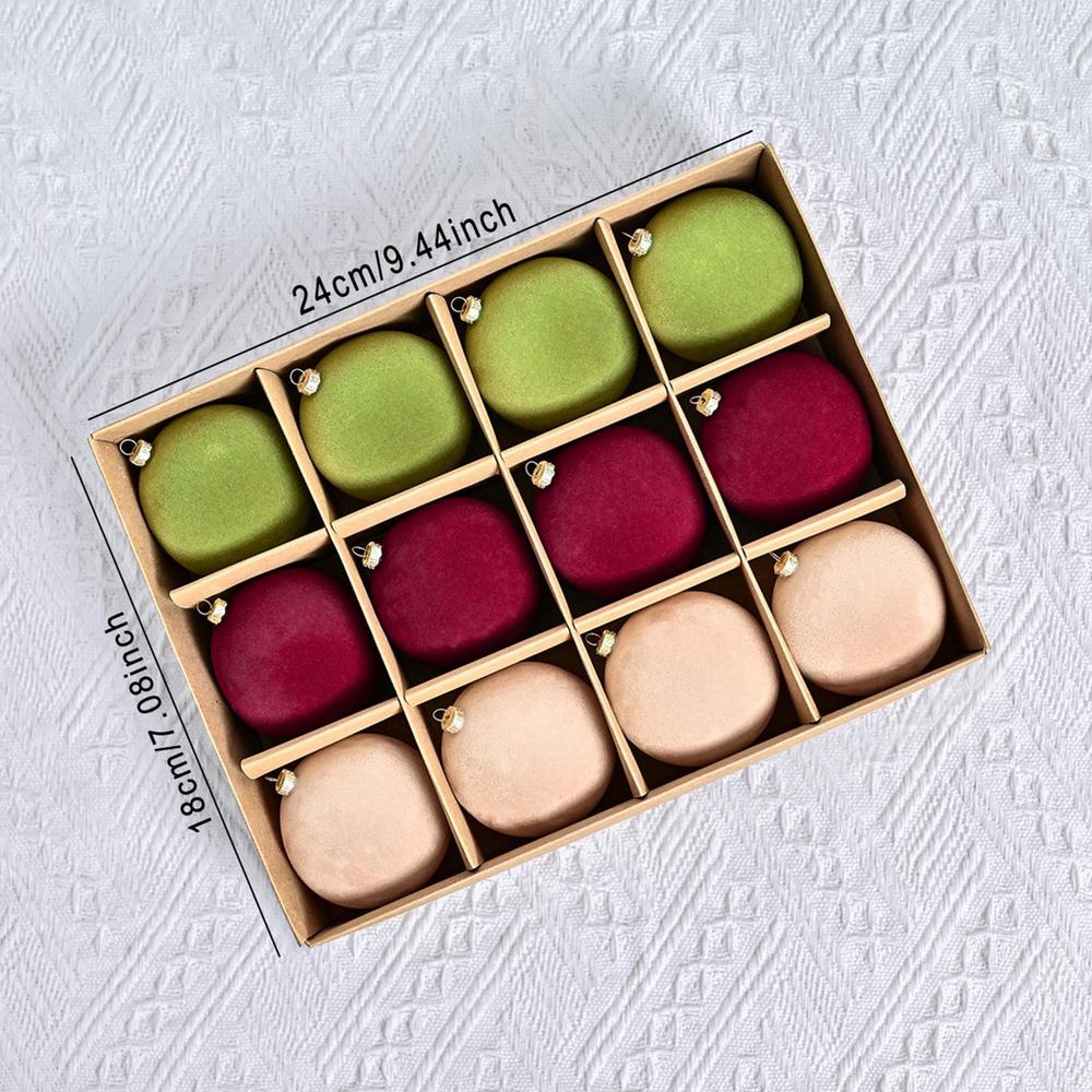 12pcs 6cm Flocked Balls Christmas Decorations Soft Christmas Tree Ball Ornaments Christmas Decorations Velvet Balls Home Decor